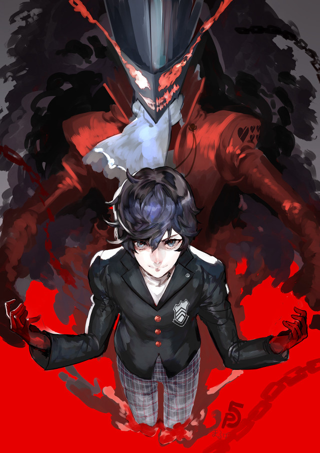 Man suit red background demonic free wallpaper for mobile - medium preview image