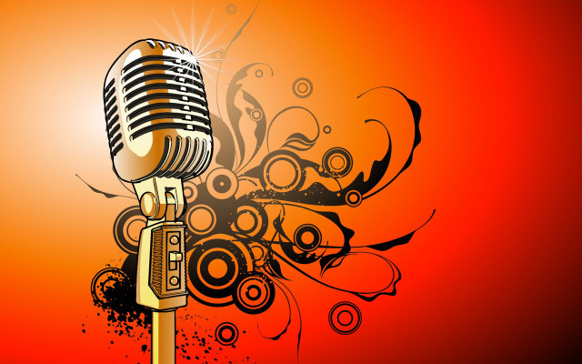 Microphone floral design red background #2 free wallpaper for desktop - medium preview image