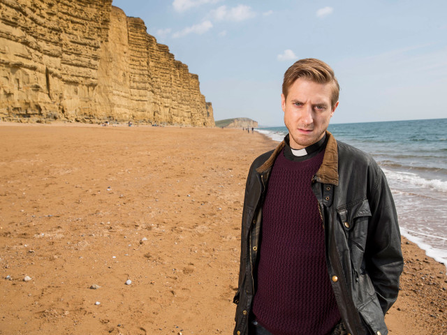 Man beach ocean cliff person free wallpaper for desktop - medium preview image