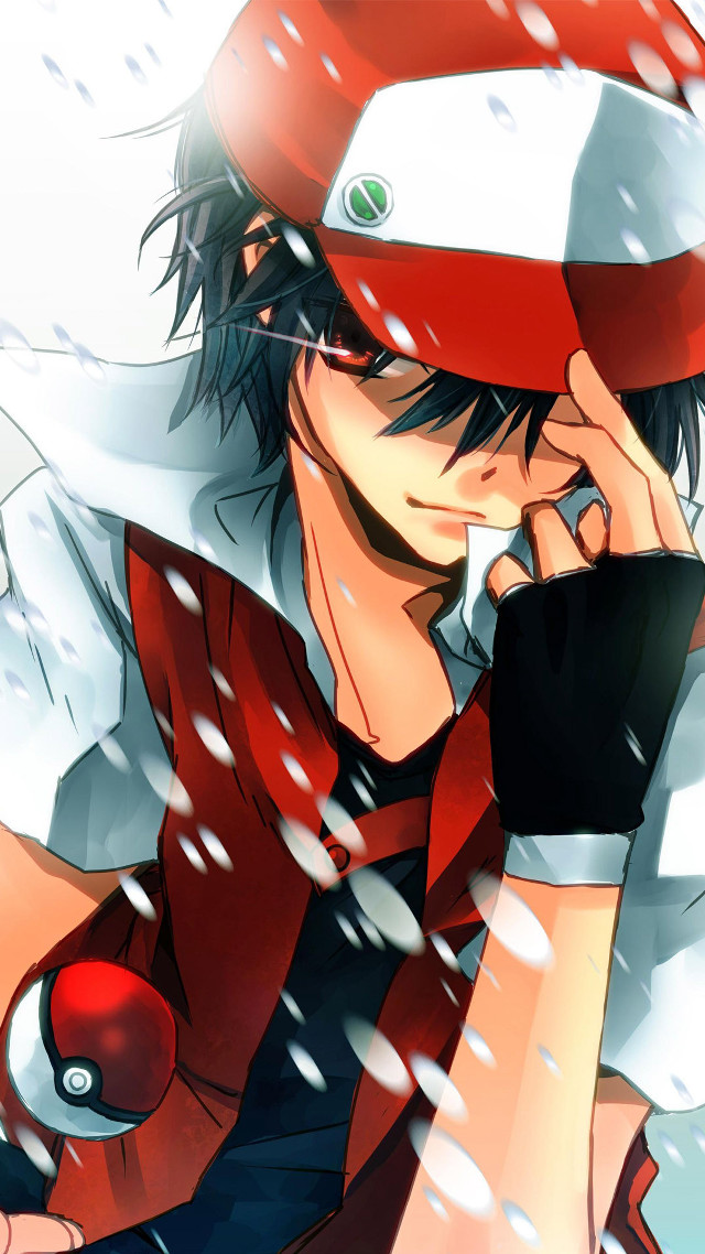 Man red white hat shirt free wallpaper for mobile - medium preview image