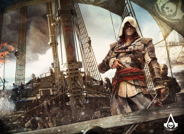 Pirate man boat harbor ships free wallpaper for desktop - medium preview image