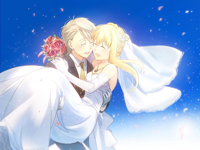 Bride groom hug veil snow free wallpaper for desktop - medium preview image