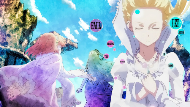 Anime woman man sky holding free wallpaper for desktop - medium preview image