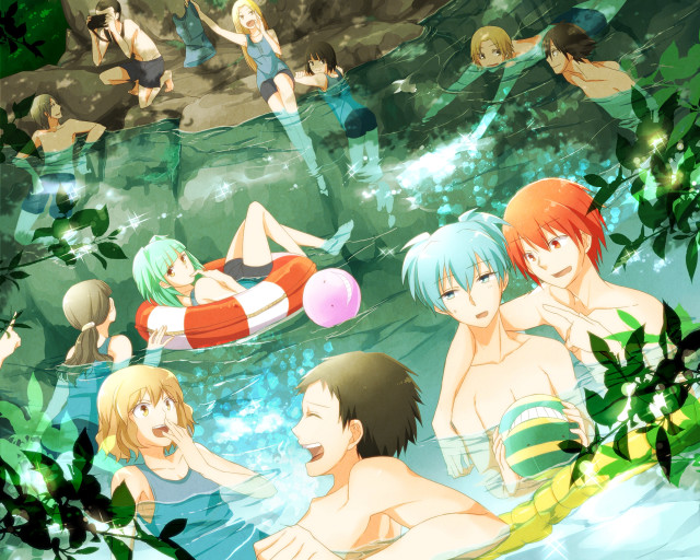 Swimming pool raft anime summer free wallpaper for desktop - medium preview image