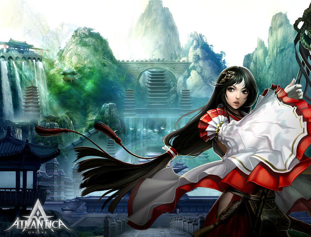 Woman red white dress sword #3 free wallpaper for desktop - medium preview image