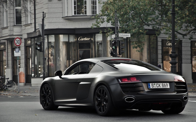 Black sports car driving street #2 free wallpaper for desktop - medium preview image