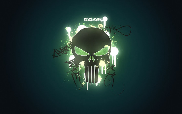 Green skull black background writing #2 free wallpaper for desktop - medium preview image