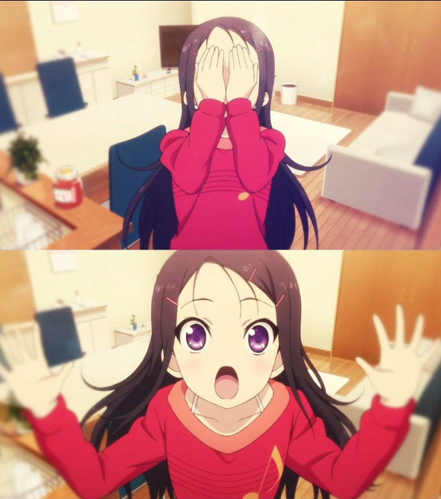 Girl woman red shirt covering free wallpaper for tablet - medium preview image