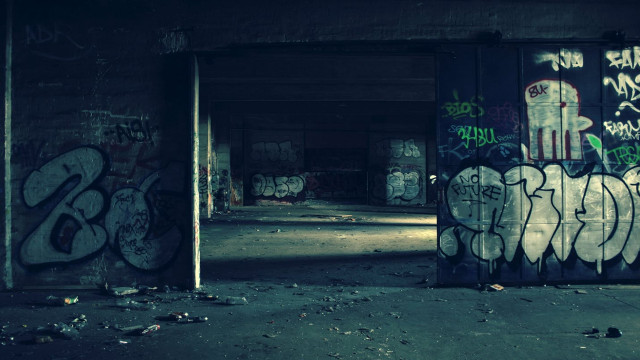 Graffiti wall dark room open free wallpaper for desktop - medium preview image