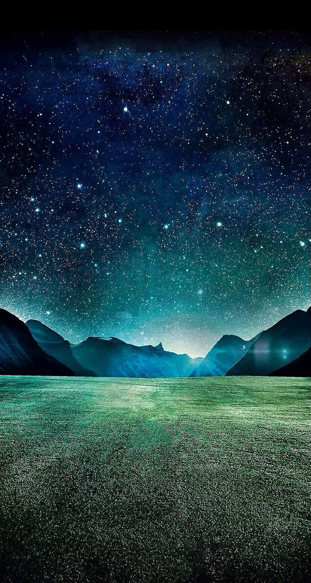 Night sky stars mountain field free wallpaper for mobile - medium preview image
