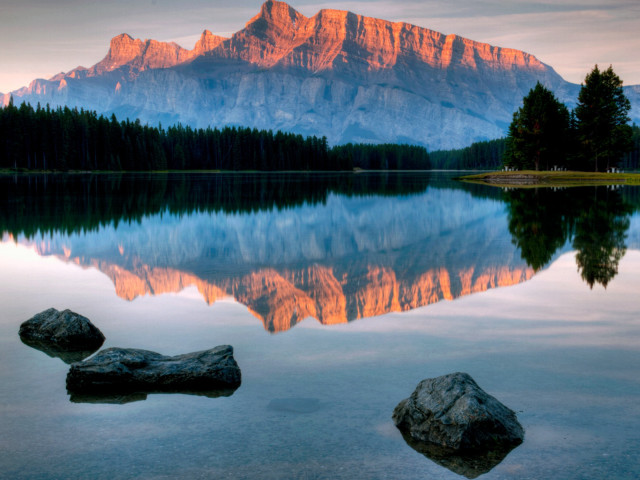 Mountain range reflection lake rocks #7 free wallpaper for desktop - medium preview image