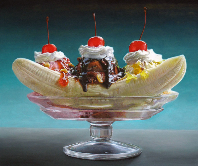 Banana split icecream cherry chocolate free wallpaper for desktop - medium preview image