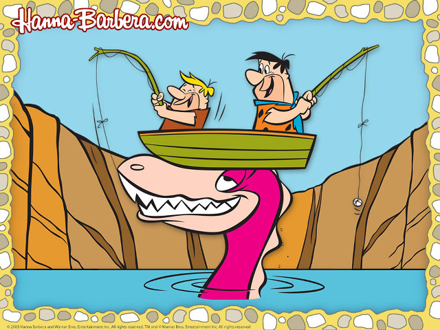 Cartoon men fishing boat shark free wallpaper for desktop - medium preview image