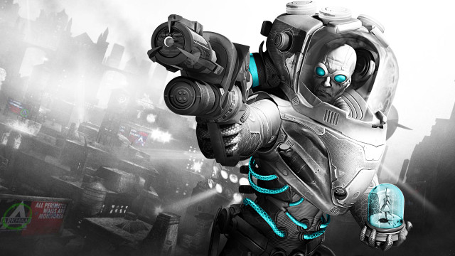 Robot blue light city buildings free wallpaper for desktop - medium preview image