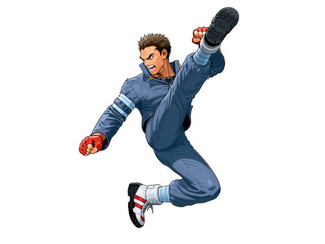 Man blue suit jumping action free wallpaper for desktop - medium preview image