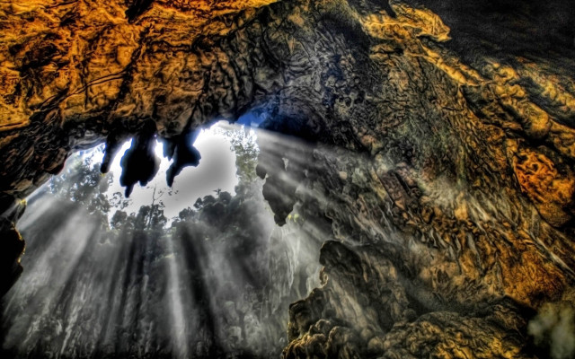 Cave sunlight opening floor light free wallpaper for desktop - medium preview image