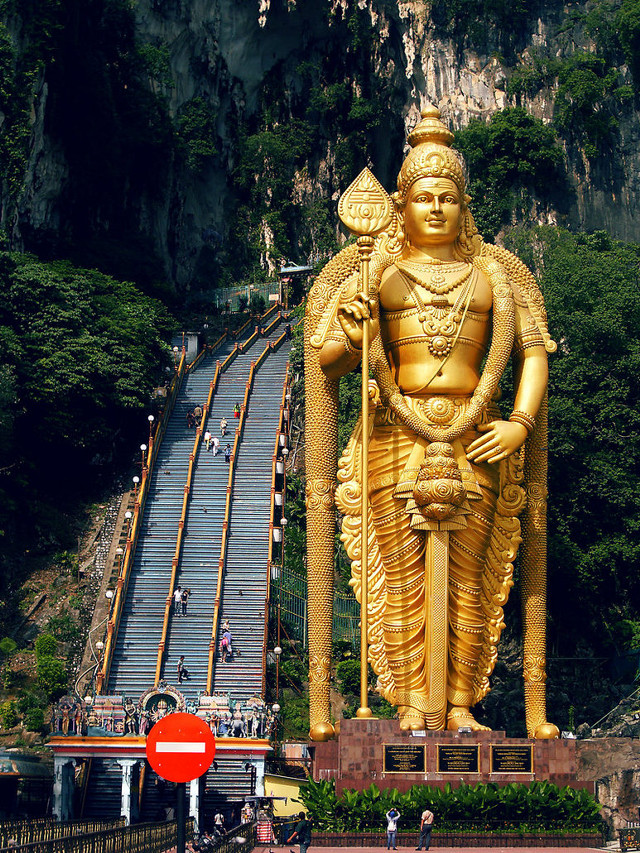 Golden statue god mountain stairs free wallpaper for mobile - medium preview image