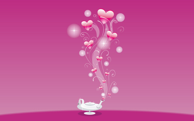 Teapot hearts flying pink background free wallpaper for desktop - medium preview image