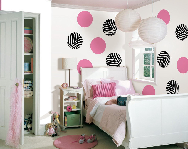 Pink black polka bedroom white free wallpaper for desktop - medium preview image