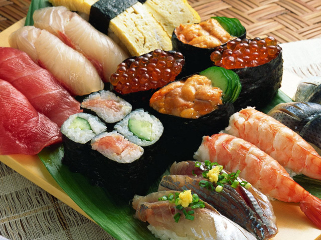 Sushi foods table napkin fork free wallpaper for desktop - medium preview image