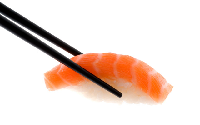 Sushi chopsticks white background black free wallpaper for desktop - medium preview image