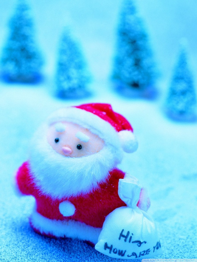 Santa figurine snow gifts trees free wallpaper for mobile - medium preview image