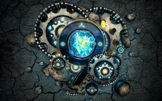 Clock surrounded items cracked surface free wallpaper for desktop - medium preview image