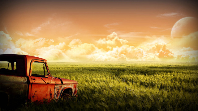 Truck field sunset clouds sky #2 free wallpaper for desktop - medium preview image