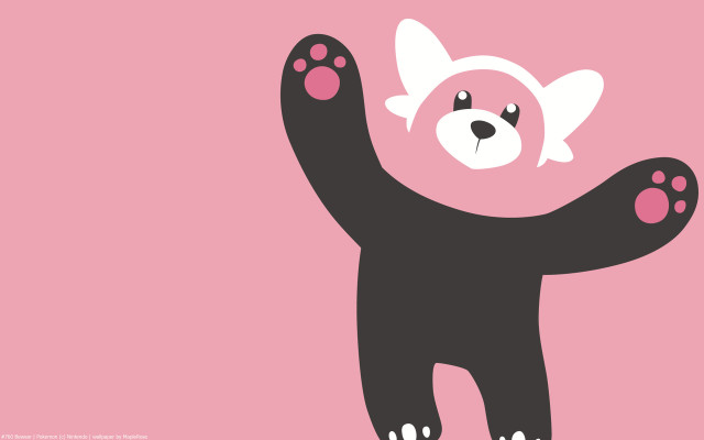Black bear pink paws minimalist free wallpaper for desktop - medium preview image