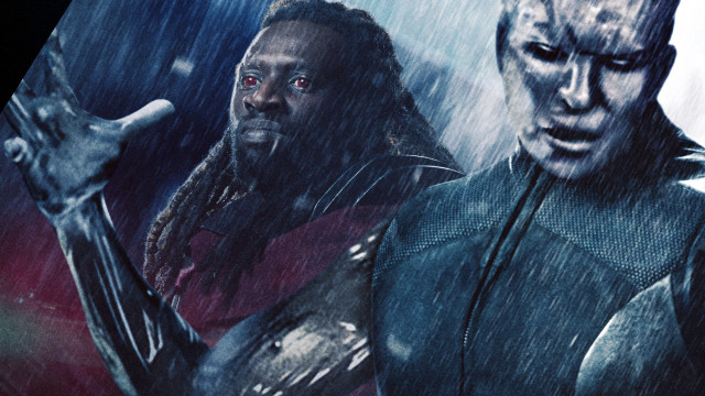 Two men costumes rain sword free wallpaper for desktop - medium preview image