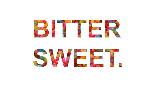 Bitter sweet colorful text white free wallpaper for desktop - medium preview image