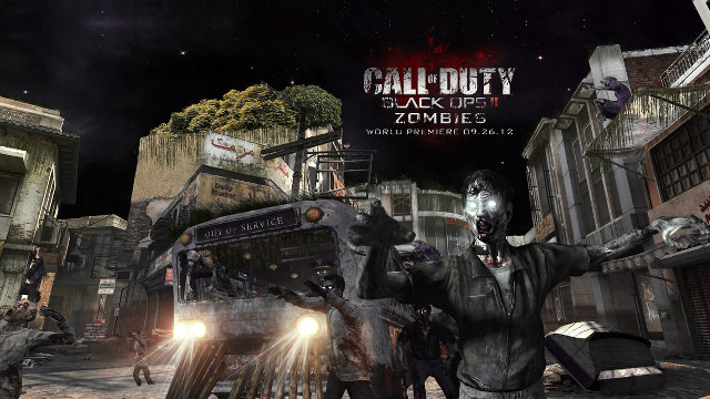 Zombie shooter city night bus free wallpaper for desktop - medium preview image
