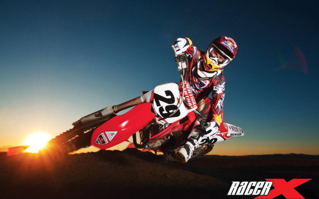 Dirt bike rider sunset dusty free wallpaper for desktop - medium preview image
