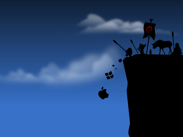 Cartoon man cliff horse flag free wallpaper for desktop - medium preview image