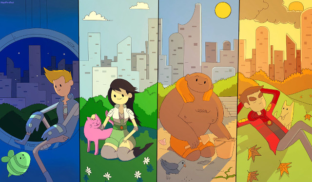 Cartoon scenes people animals different free wallpaper for desktop - medium preview image