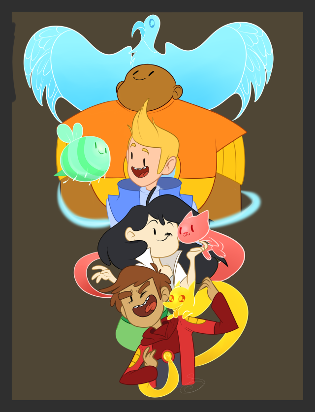 Cartoon characters group black background free wallpaper for mobile - medium preview image