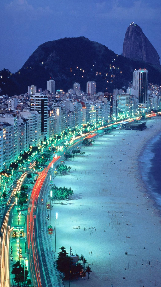 City beach night mountain traffic free wallpaper for mobile - medium preview image