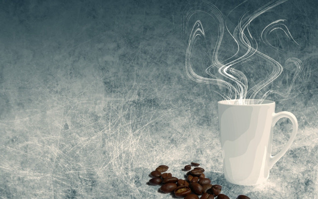 Coffee steam cup beans blue free wallpaper for desktop - medium preview image