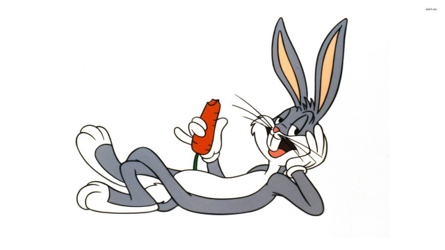 Cartoon rabbit holding carrot mouth free wallpaper for desktop - medium preview image