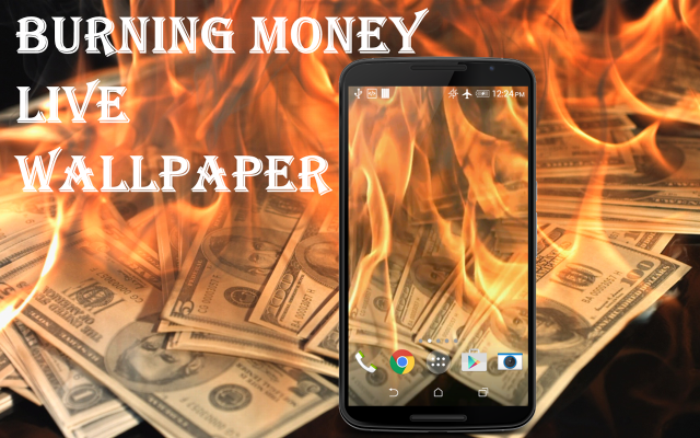 Burning money phone fire embers free wallpaper for desktop - medium preview image