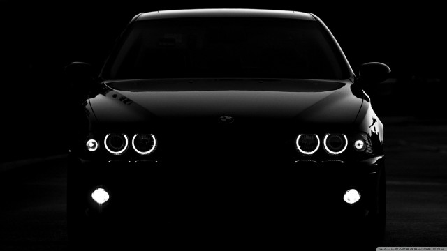 Black car lights dark night free wallpaper for desktop - medium preview image