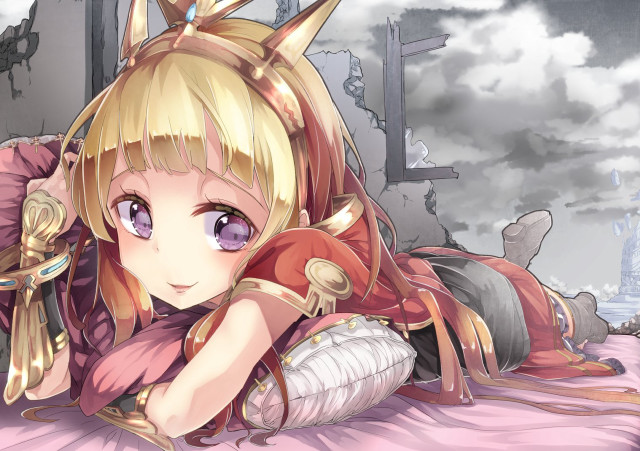 Anime girl bed cat ears free wallpaper for desktop - medium preview image