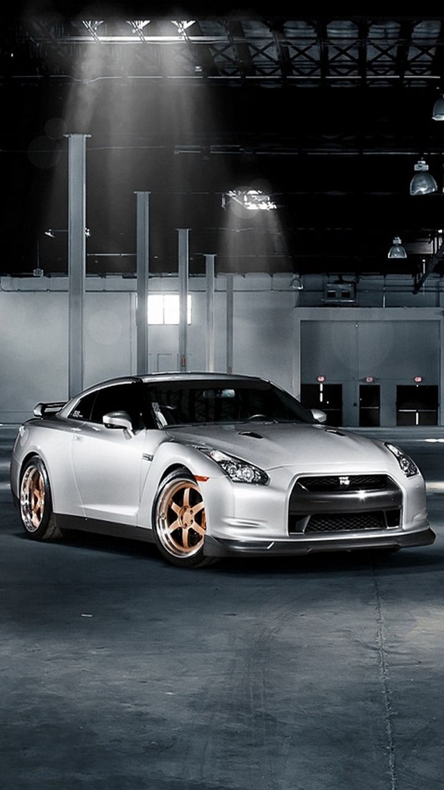 Silver sports car garage ceiling free wallpaper for mobile - medium preview image