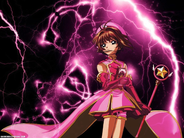 Pink dress girl lightning magic #2 free wallpaper for desktop - medium preview image