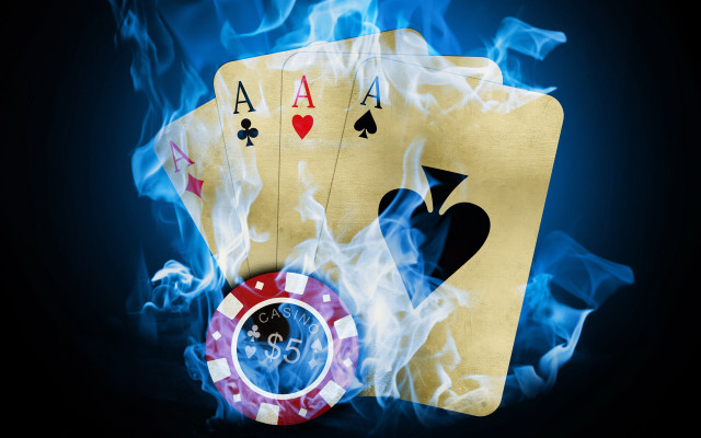 Burning card casino chip blue free wallpaper for desktop - medium preview image