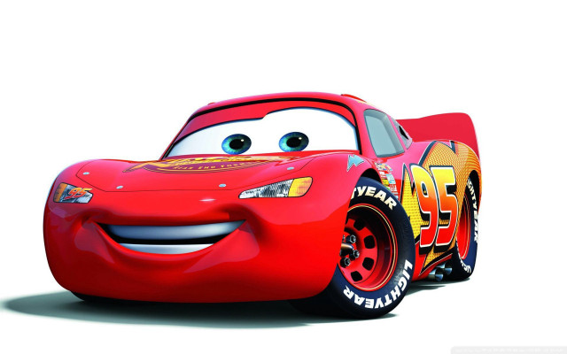 Cartoon character smiling driving red free wallpaper for desktop - medium preview image
