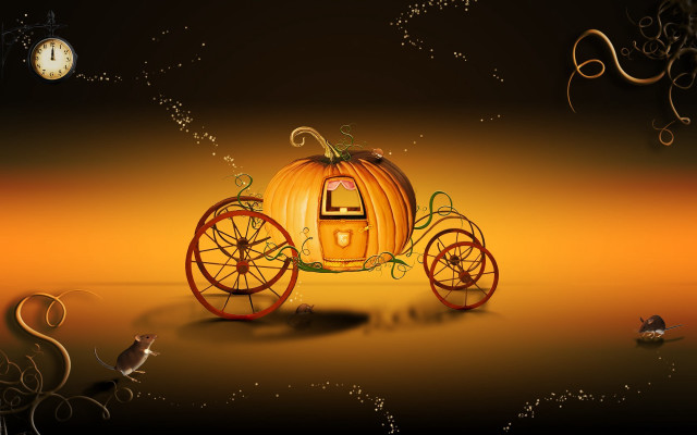 Pumpkin carriage clock background wall free wallpaper for desktop - medium preview image
