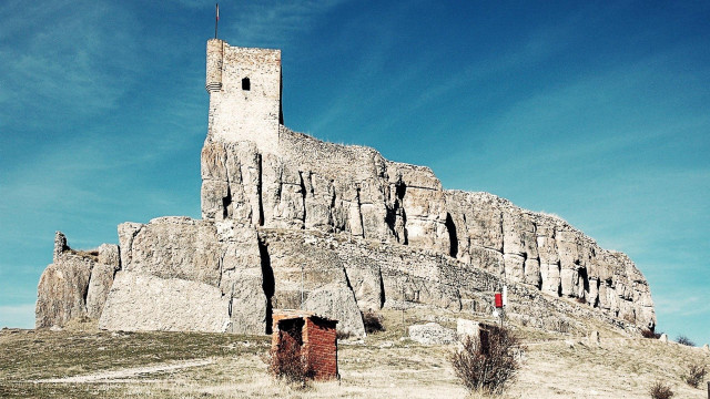 Hill building forest sunny romanesque free wallpaper for desktop - medium preview image