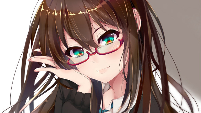 Girl glasses long hair posing free wallpaper for desktop - medium preview image