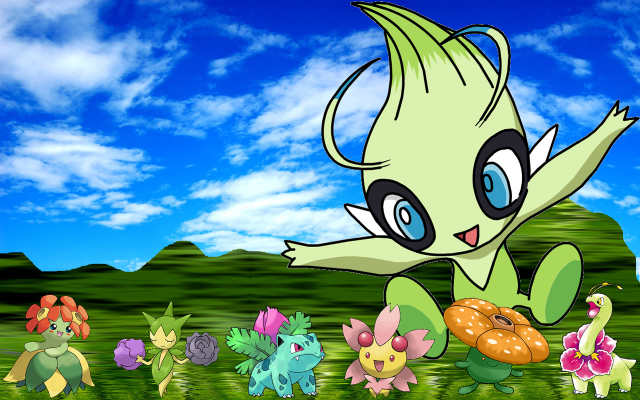 Pokemon group field sky clouds free wallpaper for desktop - medium preview image